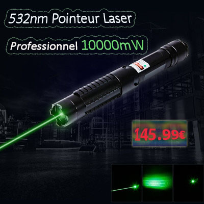 2017 Haute Puissance Pointeur Laser Vert 10000mW Professionnel